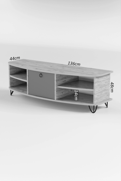 Tv Sehpası Tv Ünitesi 136 Cm Atlantik Çam Antrasit Vienna 5007