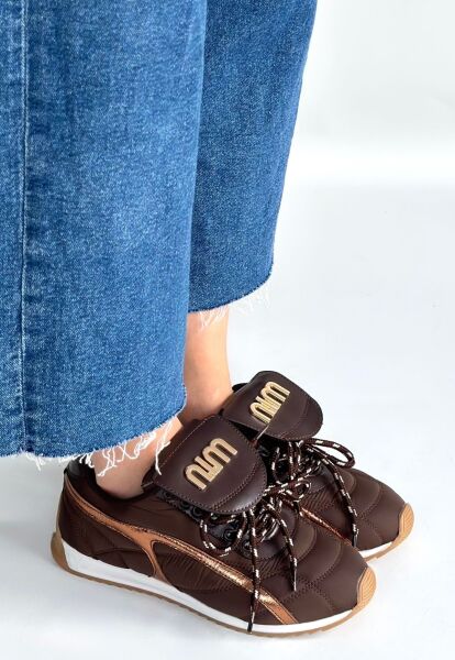 Dissa Kahverengi Cilt Bağcıklı Paraşüt Detaylı Spor Ayakkabı