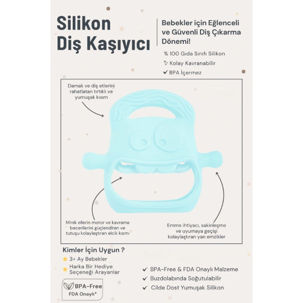 Mavi Bebek Silikon Diş Kaşıyıcı