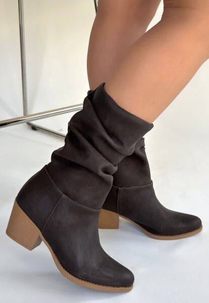 Yior Acı Kahve Nubuk Topuklu Bot