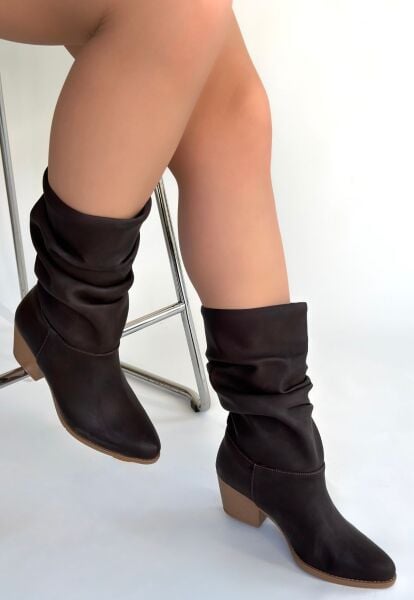 Yior Acı Kahve Nubuk Topuklu Bot