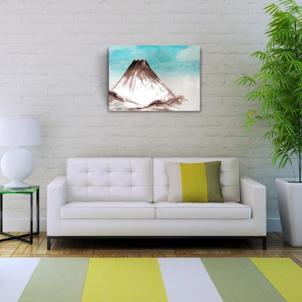 Etekleri Karlı Yanardağ Yağlıboya Kanvas Tablo 50 x 70