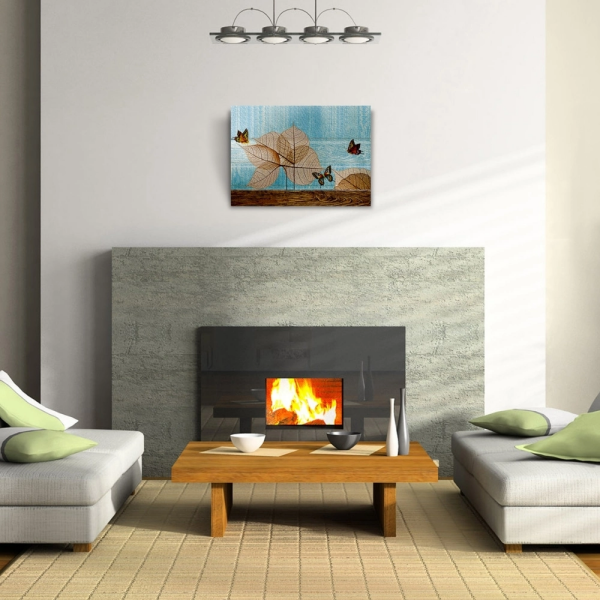Kuru Yapraklar ve Kelebek Kanvas Tablo 50 x 70