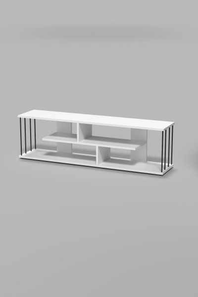 Tv Sehpası Tv Ünitesi Raflı 140 Cm Gzd Beyaz
