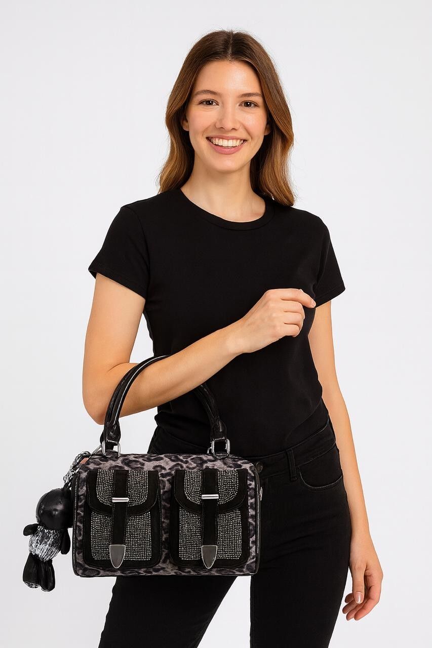 Kiwer Siyah Cilt Omuz Çantası