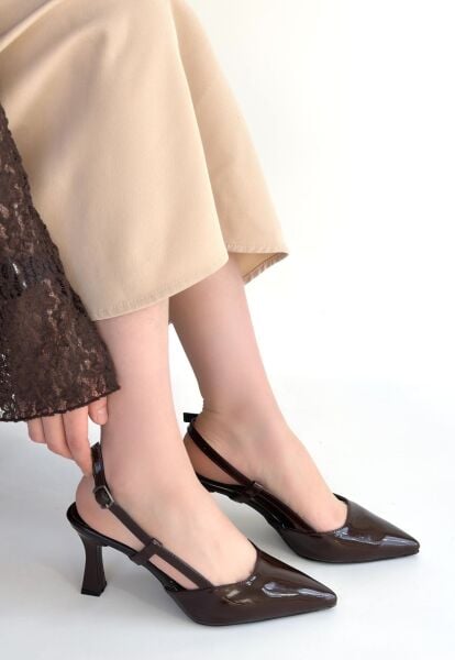 Hoost Kahverengi Rugan Topuklu Ayakkabı