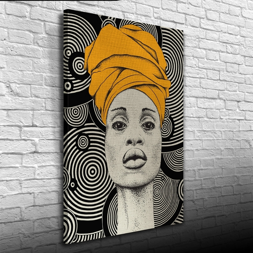Afrika Yerli Kadın Görseli gri ve siyah Tonlarda Kanvas Tablo 50 x 70