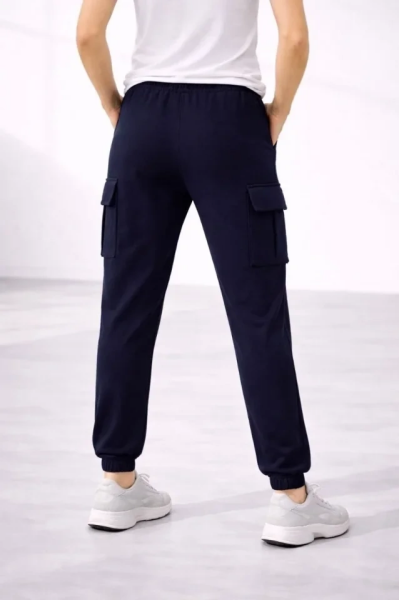 Jogger Eşofman Altı Rahat Kalıp, Kargo Cepli, Lastikli Paça, Günlük Spor Pantolon - Lacivert