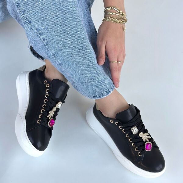 Gane Siyah Cilt Bağcıklı Spor Ayakkabı