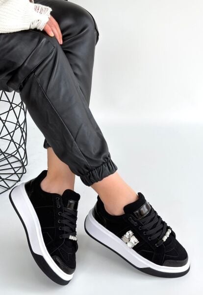 Ceans Siyah Süet Bağcıklı Spor Ayakkabı