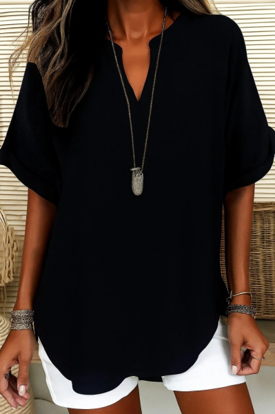 Kadın Kısa Kollu V Yakalı Aerobin Bluz