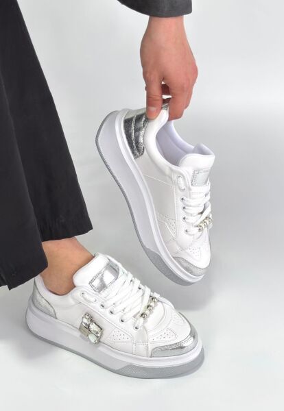 Ceans Beyaz Cilt Bağcıklı Spor Ayakkabı