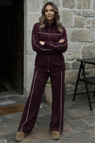 Kadın Uzun Kollu önden Fermuarlı Bluz Ve Pantolon Modal Ikili Takım