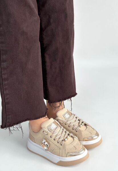 Ceans Bej Süet Bağcıklı Spor Ayakkabı