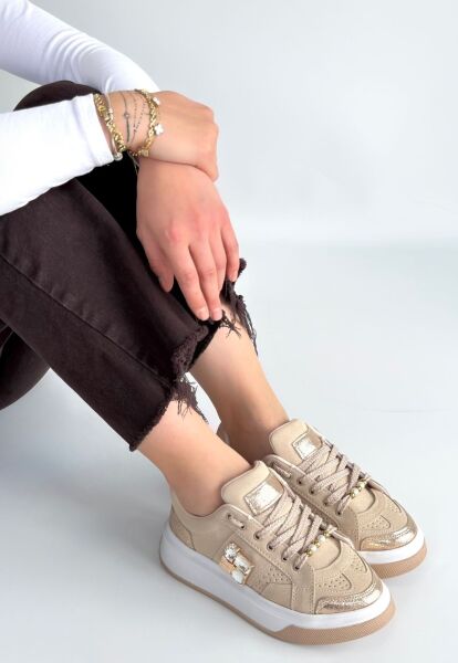 Ceans Bej Süet Bağcıklı Spor Ayakkabı