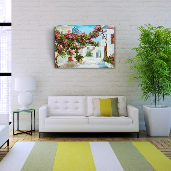 Sarmaşık ve Köy Evleri Yağlıboya Kanvas Tablo 50 x 70