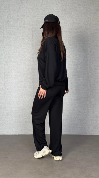 Kadın Uzun Kollu Bisiklet Yaka Viskon Iki Iplik Bluz Ve Pantolon Ikili Takım