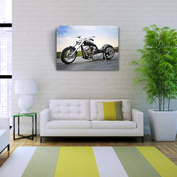 Chopper Siyah Motosiklet Kanvas Tablo 50 x 70
