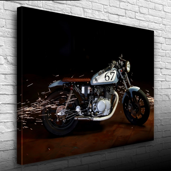 Gri Klasik Naked Motosiklet Kanvas Tablo 50 x 70