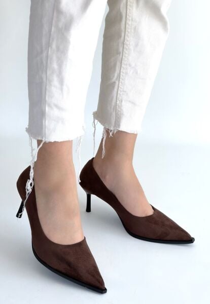 Gute Kahverengi Süet Topuklu Ayakkabı