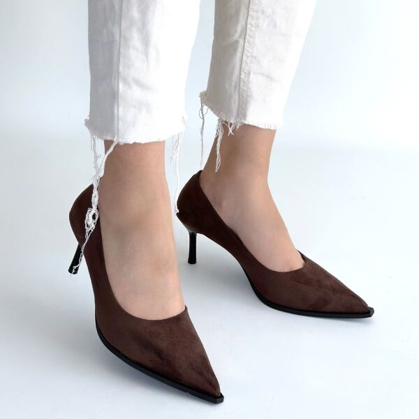 Gute Kahverengi Süet Topuklu Ayakkabı