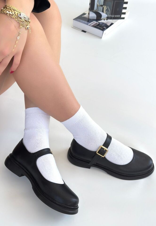 Yokox Siyah Cilt Oxford Ayakkabı