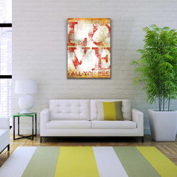 Love Poster Kırmızı Beyaz Tonlarda Kanvas Tablo 50 x 70