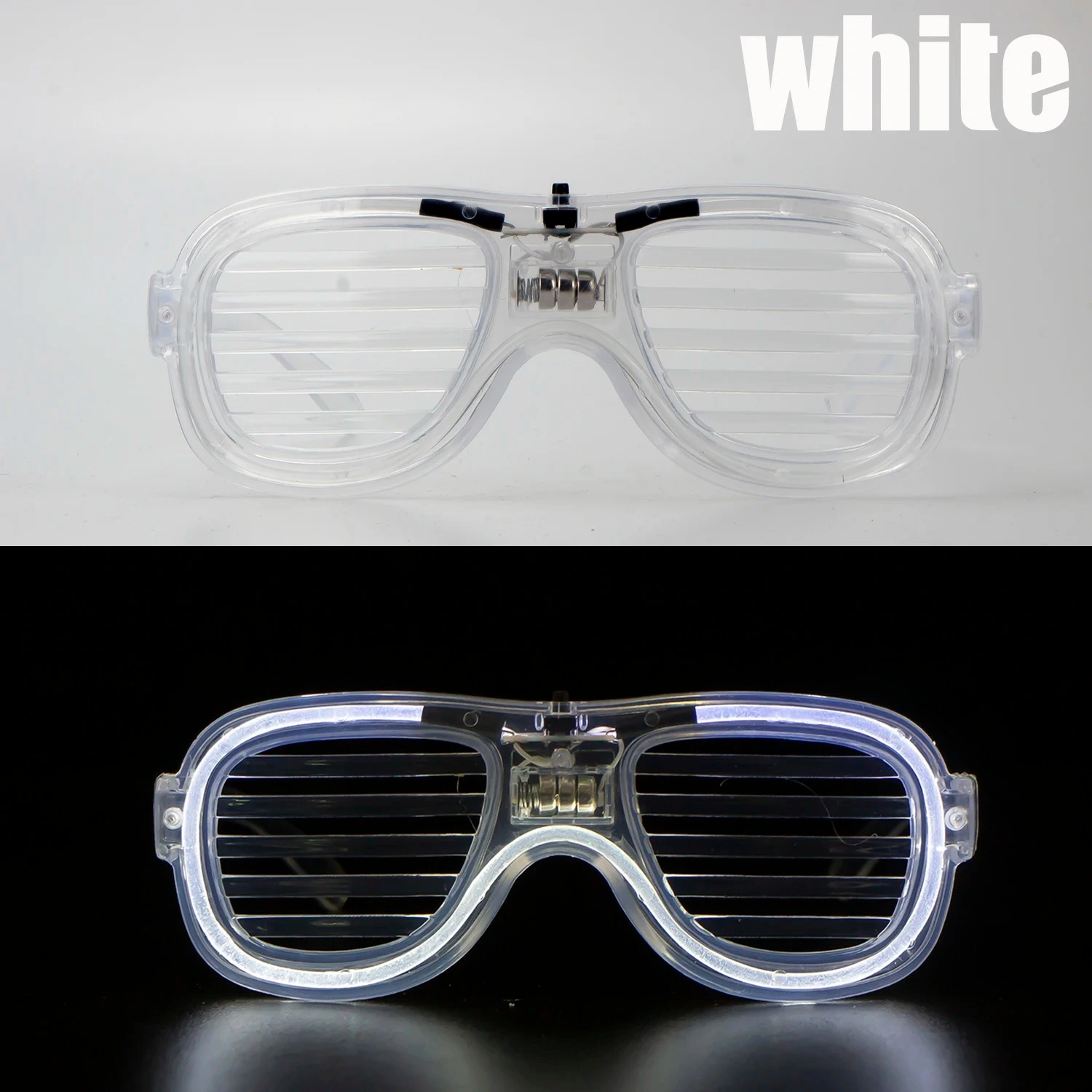 Beyaz Led Işıklı Parti Gözlüğü - Neon 3 Modlu