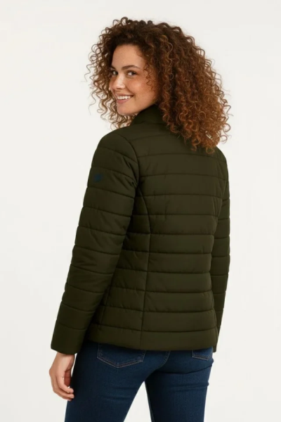 Mikro Su İtici Kapitone Baskılı Astarlı Fermuarlı Bomber Mont - Haki