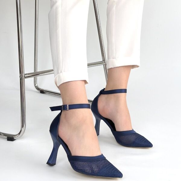 Keny Lacivert Saten Topuklu Ayakkabı