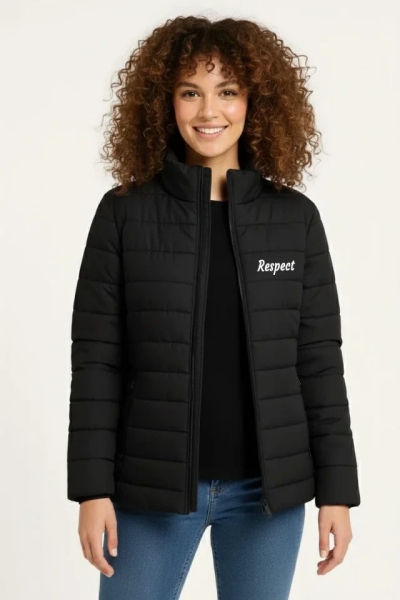 Mikro Su İtici Kapitone Baskılı Astarlı Fermuarlı Bomber Mont - Siyah