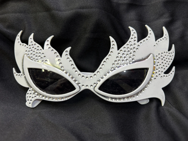 Taşlı Beyaz Alev Parti Gözlüğü