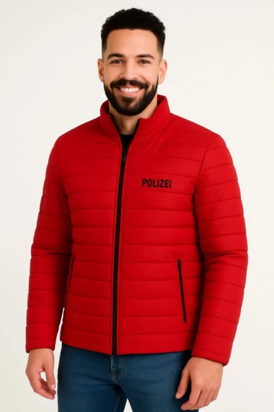 Erkek Mikro Su İtici Kapitone Baskılı Astarlı Fermuarlı Bomber Mont - Kırmızı