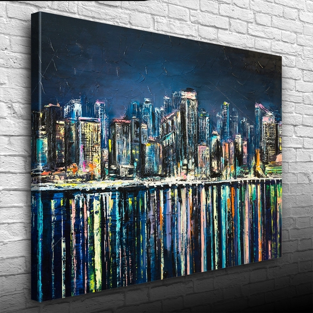 Gökdelenler ve Suya Yansıması Kanvas Tablo 50 x 70