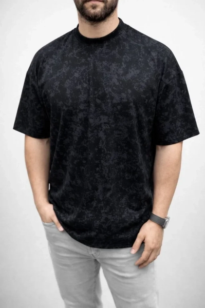 Erkek Premium Tişört OSY Yumuşak Dokulu Yıkamalı Oversize T-Shirt - Siyah