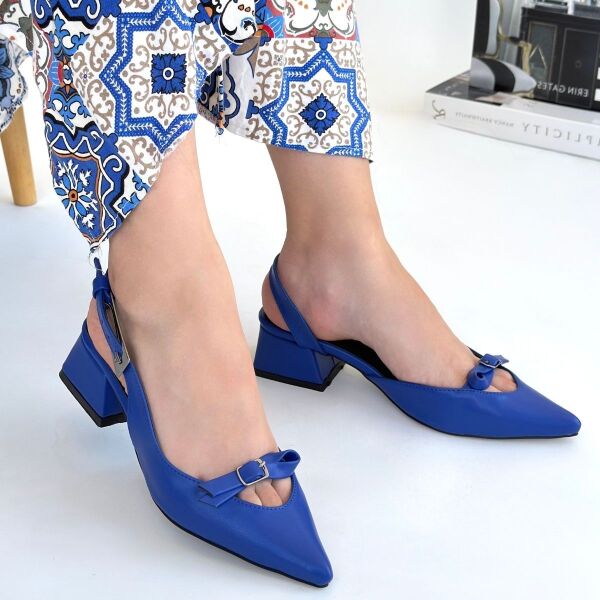 Rewat Mavi Cilt Topuklu Ayakkabı