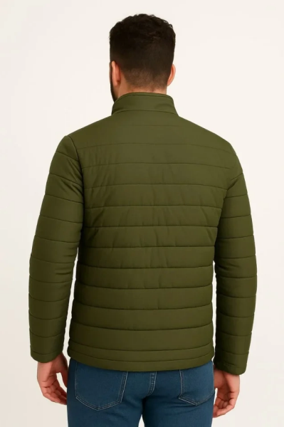 Erkek Mikro Su İtici Kapitone Baskılı Astarlı Fermuarlı Bomber Mont - Haki