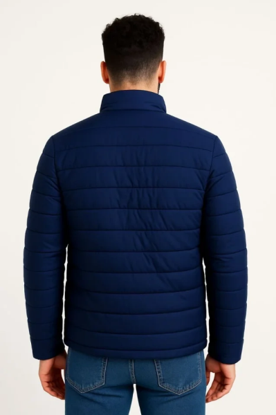 Erkek Mikro Su İtici Kapitone Baskılı Astarlı Fermuarlı Bomber Mont - Lacivert