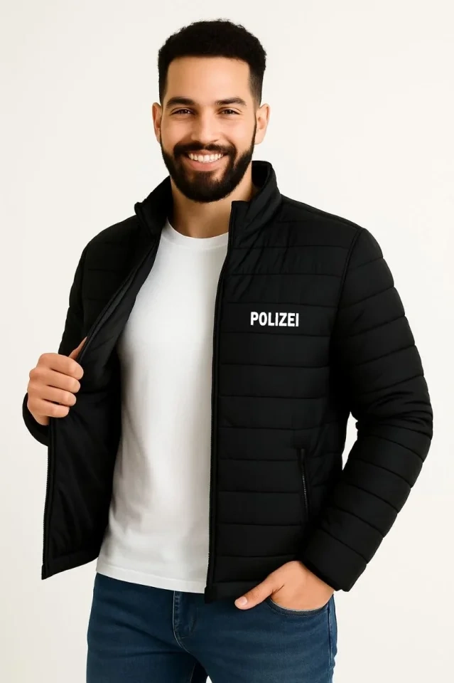 Erkek Mikro Su İtici Kapitone Baskılı Astarlı Fermuarlı Bomber Mont - Siyah