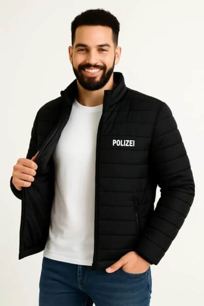 Erkek Mikro Su İtici Kapitone Baskılı Astarlı Fermuarlı Bomber Mont - Siyah