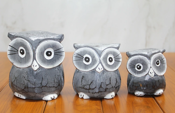 Ahşap 3'lü Baykuş Seti Model 2