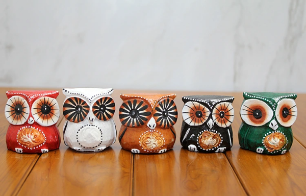 Ahşap 5'li Baykuş Seti Model 3