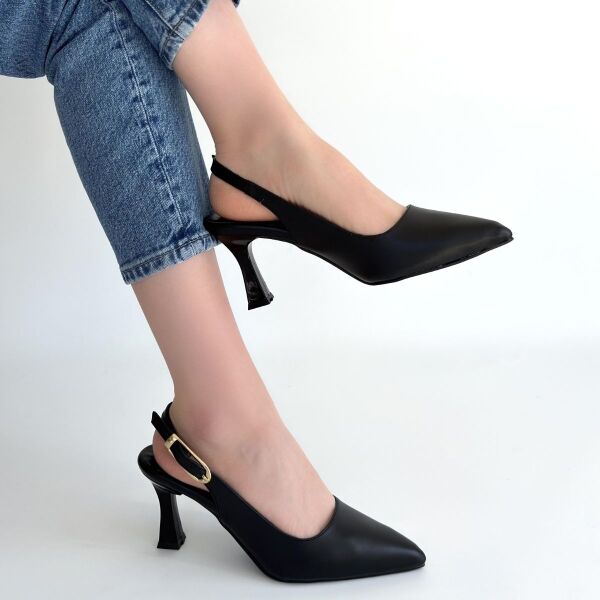 Hies Siyah Cilt Topuklu Ayakkabı