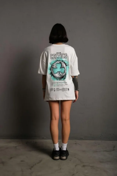 Sırt Baskılı T-shirt - Beyaz