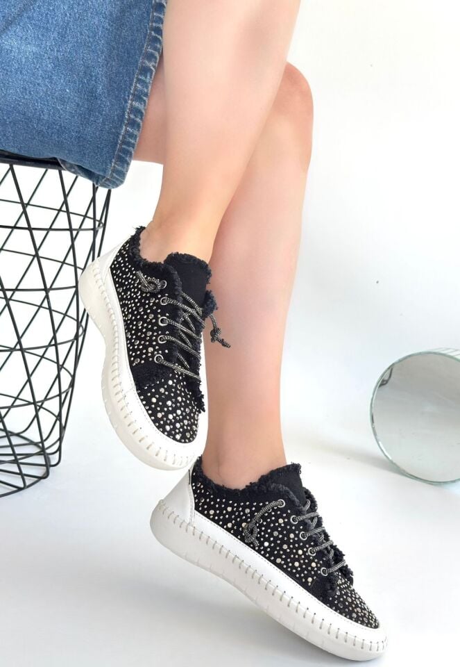 Guji Siyah Kot Bağcıklı Spor Ayakkabı