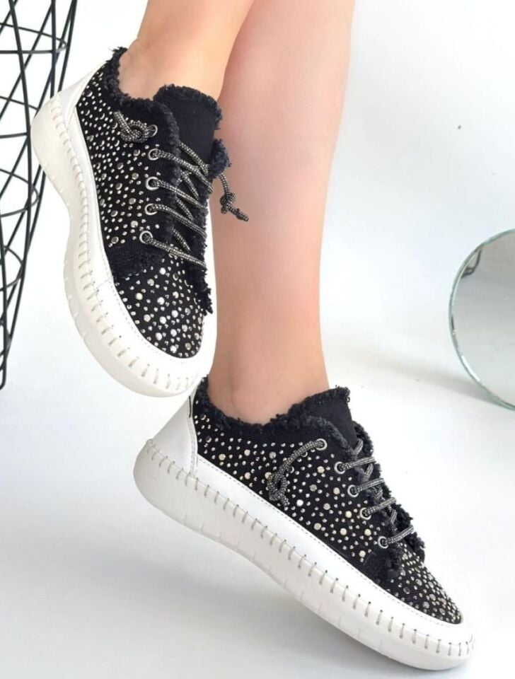 Guji Siyah Kot Bağcıklı Spor Ayakkabı