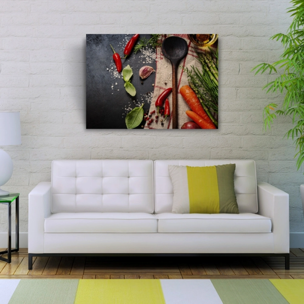 Mutfak Masasındaki Sebzeler Kanvas Tablo 50 x 70