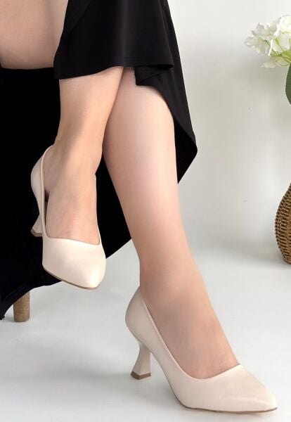 Leja Bej Cilt Topuklu Ayakkabı