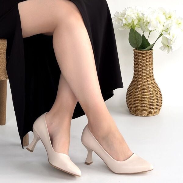 Leja Bej Cilt Topuklu Ayakkabı