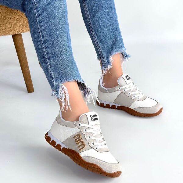 Marje Beyaz Cilt Bağcıklı Spor Ayakkabı